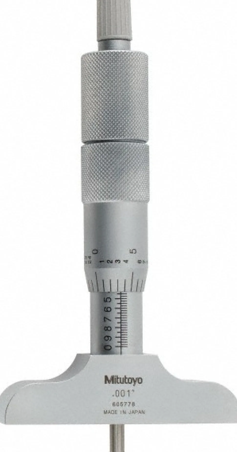 Mechanical Depth Micrometer: 4'' Range, 4 Rods, Satin Chrome Finish