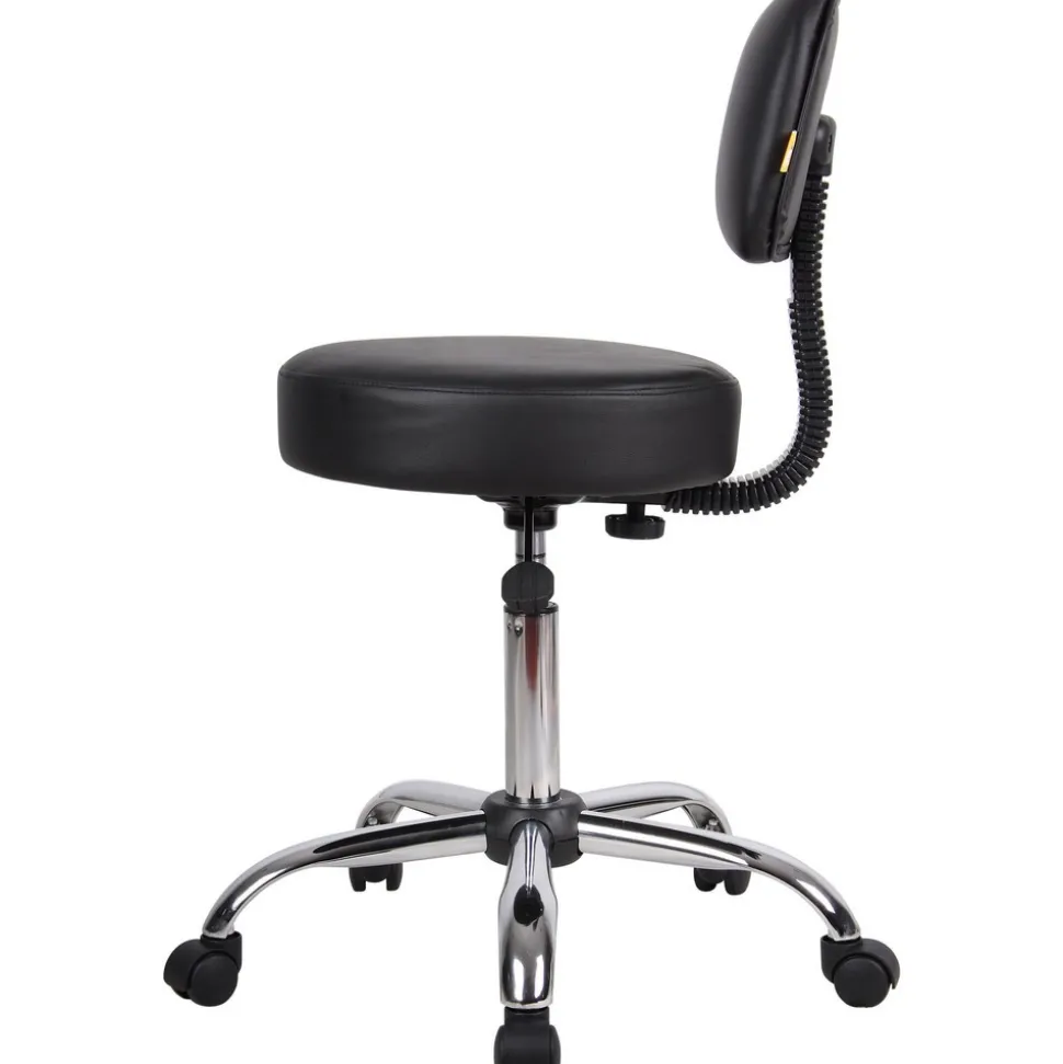 Medical Spa Professional Adjustable Stool with Back: 20-1/2 to 26-1/2" Seat Height, 16 x 16" Seat
