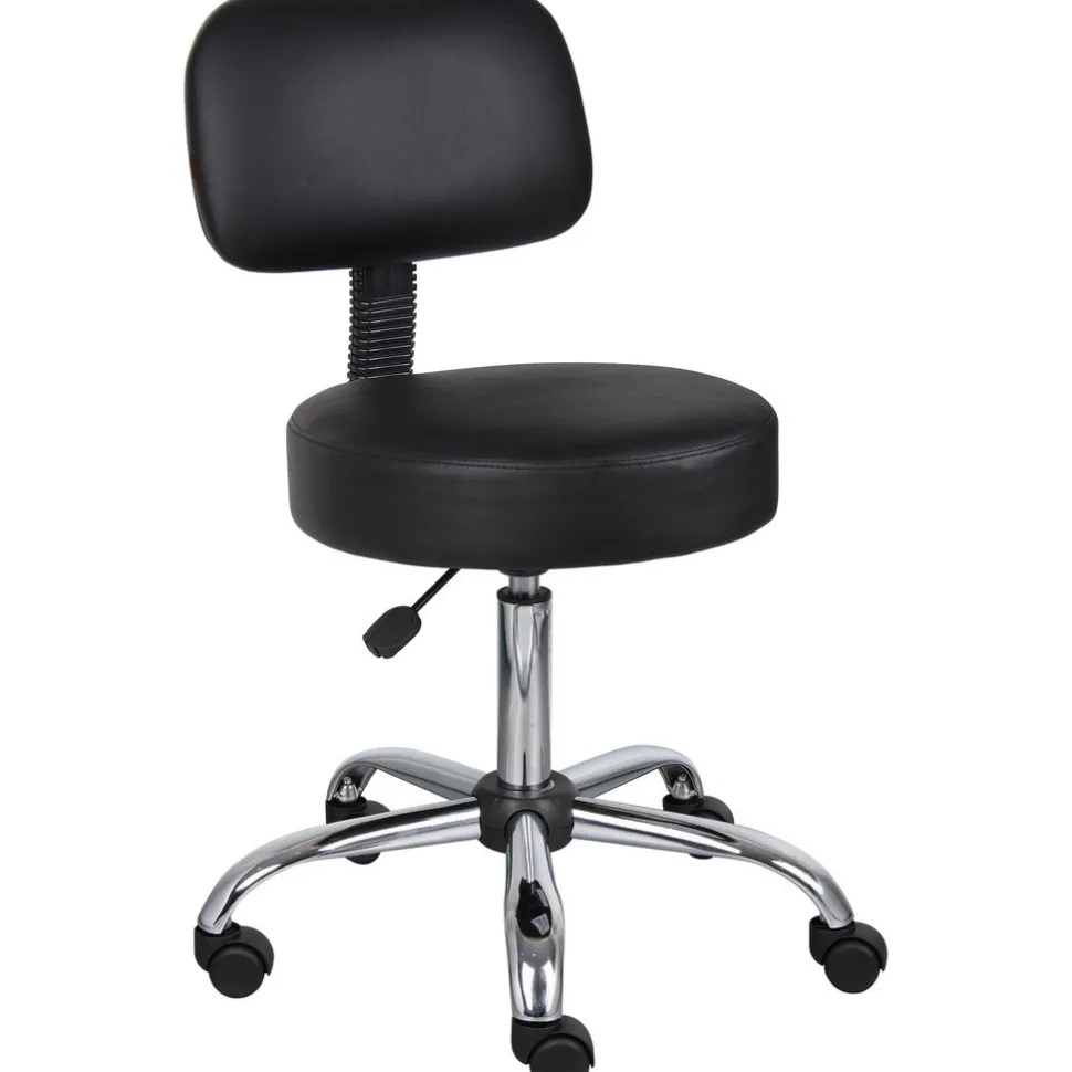 Medical Spa Professional Adjustable Stool with Back: 20-1/2 to 26-1/2" Seat Height, 16 x 16" Seat
