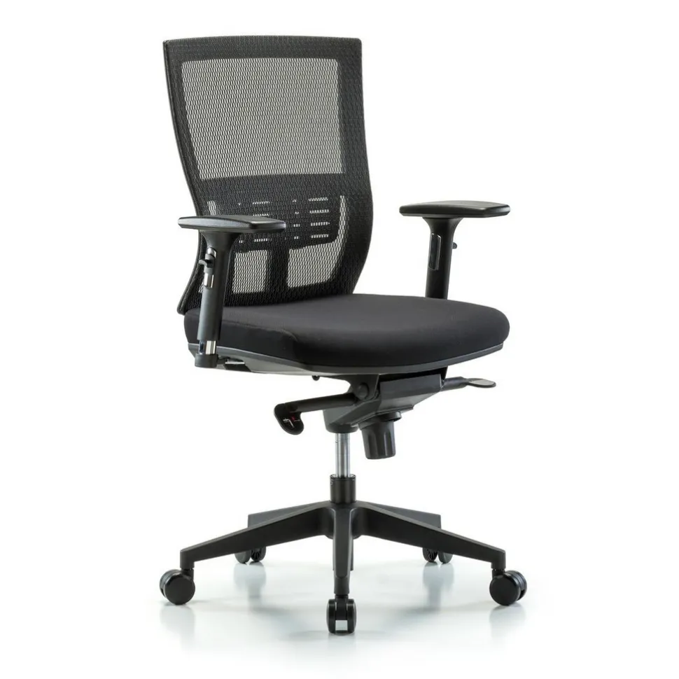 Mesh Office Task Chair: Mesh Fabric, 23" Seat Height, Black
