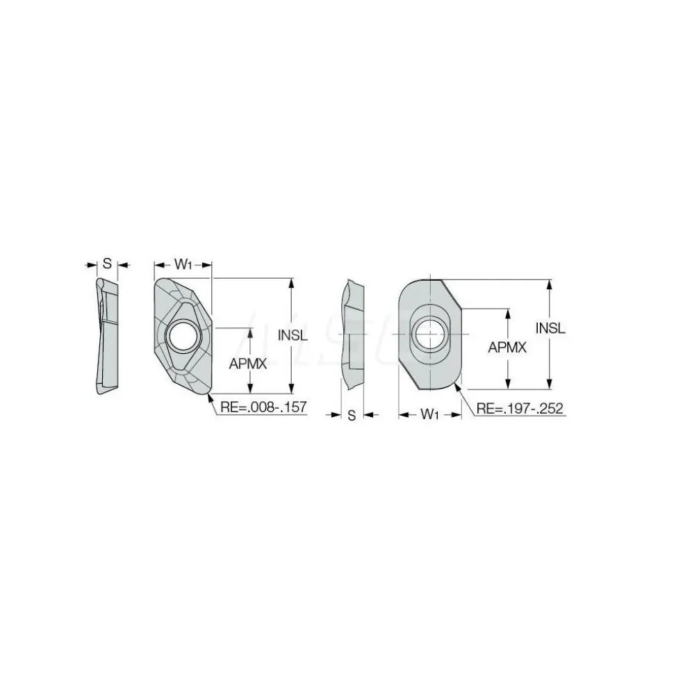 Milling Inserts: Insert Style: APCR; Insert Size: 16; Insert Material: Solid Carbide; Insert Shape: Parallelogram