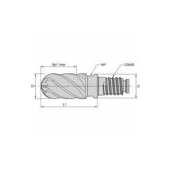 20mm Mill Dia, 30mm LOC, Solid Carbide Ball End Mill Head