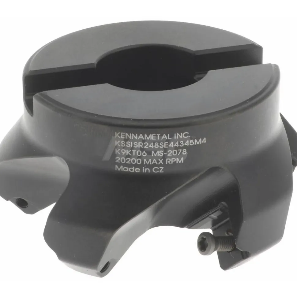 62.99mm Cut Dia, 1" Arbor Hole, 6.6mm Max Depth of Cut, 45° Indexable Chamfer & Angle Face Mill