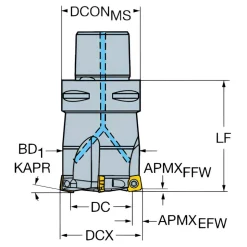 27.9mm Cut Dia, 40mm Arbor Hole Dia, 1.2mm Max Depth, Indexable Square-Shoulder Face Mill