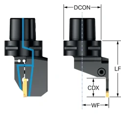 Modular Grooving Head: Right Hand, Cutting Head, System Size C4, Uses C2I Size H Inserts
