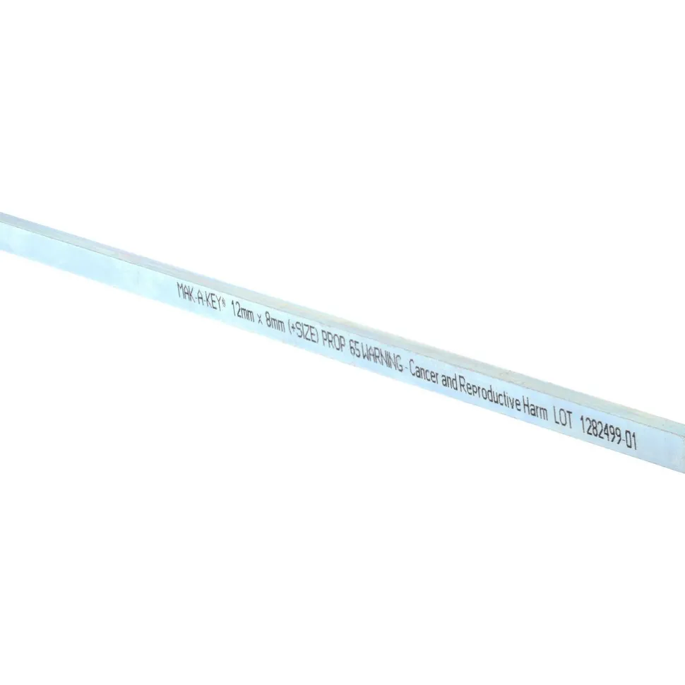 Oversized Key Stock: 12" Long, Steel, Zinc-Plated