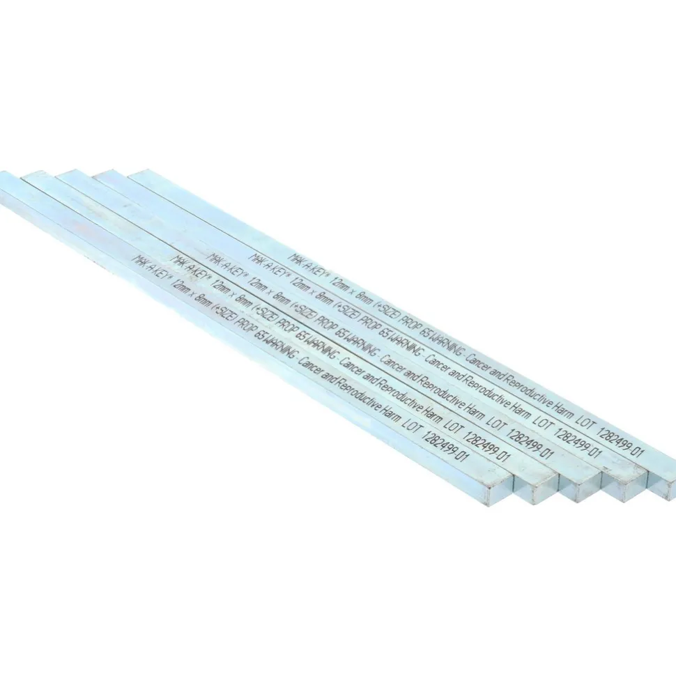 Oversized Key Stock: 12" Long, Steel, Zinc-Plated