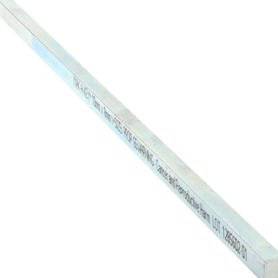 Oversized Key Stock: 12" Long, Steel, Zinc-Plated