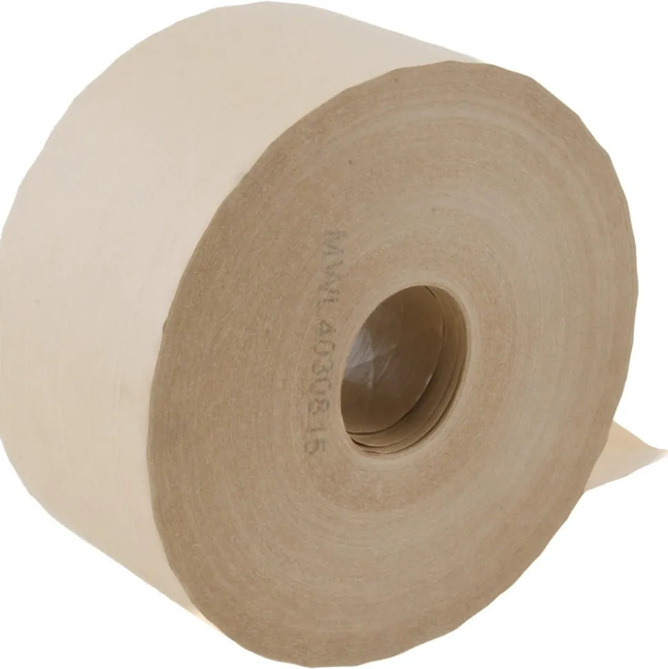 Packing Tape: 3" Wide, 375' Long, Brown, Water-Activated Adhesive
