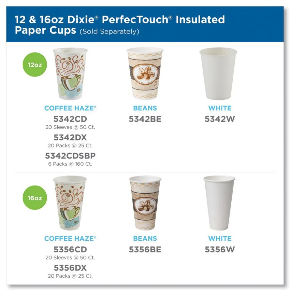 Pack of (50) Dixie Insulated Paper Hot Cups, 16 oz