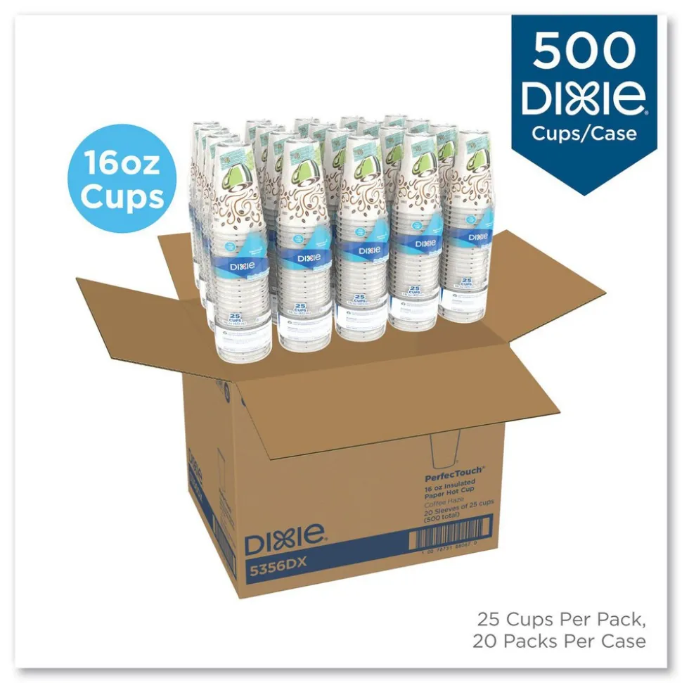 Pack of (500) Dixie Insulated Paper Hot Cups, 16 oz