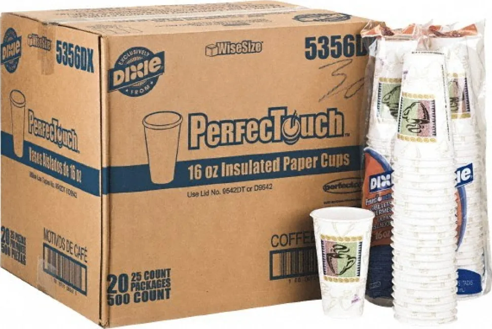 Pack of (500) Dixie Insulated Paper Hot Cups, 16 oz