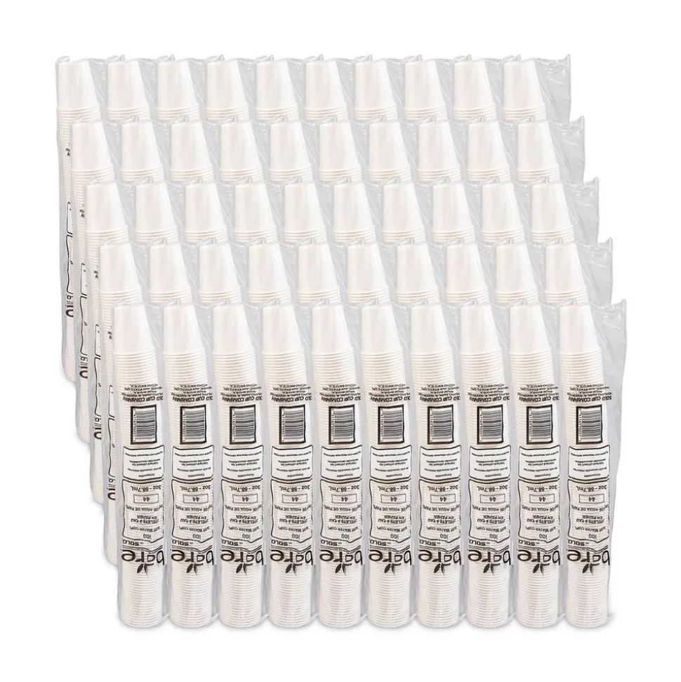 Pack of (100) Solo Flat Bottom Paper Cold Cups, 3 oz