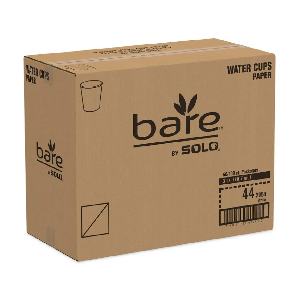 Pack of (100) Solo Flat Bottom Paper Cold Cups, 3 oz