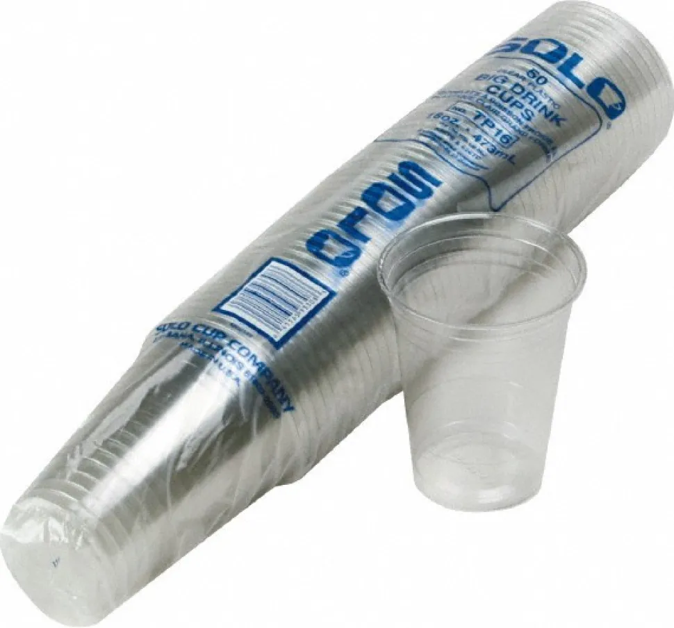 Pack of (50) Solo Plastic Cold Cups, 16 oz Clear
