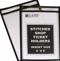25 Pc Stitched Shop Ticket Holder: Clear