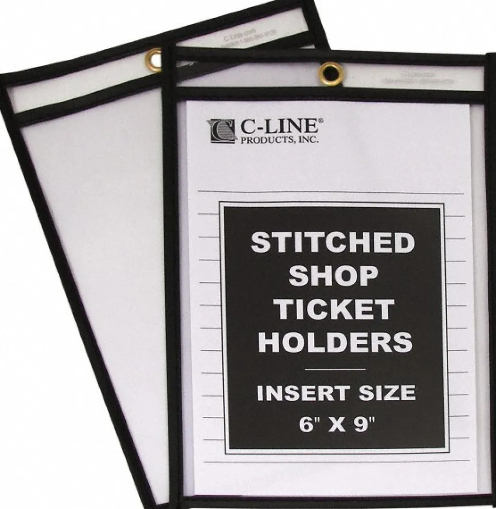 25 Pc Stitched Shop Ticket Holder: Clear