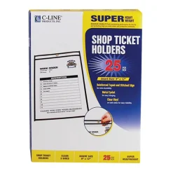 25 Pc Stitched Shop Ticket Holder: Clear
