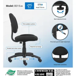 Perfect Posture Deluxe Office Task Chair Task Chair: Tweed, 23-1/2