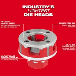Pipe Threader Die Heads: For Pipe Size: 1 in; Thread Type: NPT; Thread Direction: Left Hand, Right Hand; Material: Aluminum