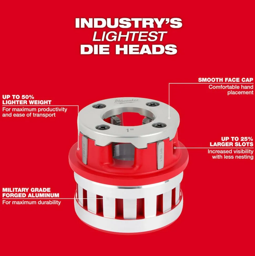 Pipe Threader Die Heads: For Pipe Size: 2 in; Thread Type: NPT; Thread Direction: Left Hand, Right Hand; Material: Aluminum