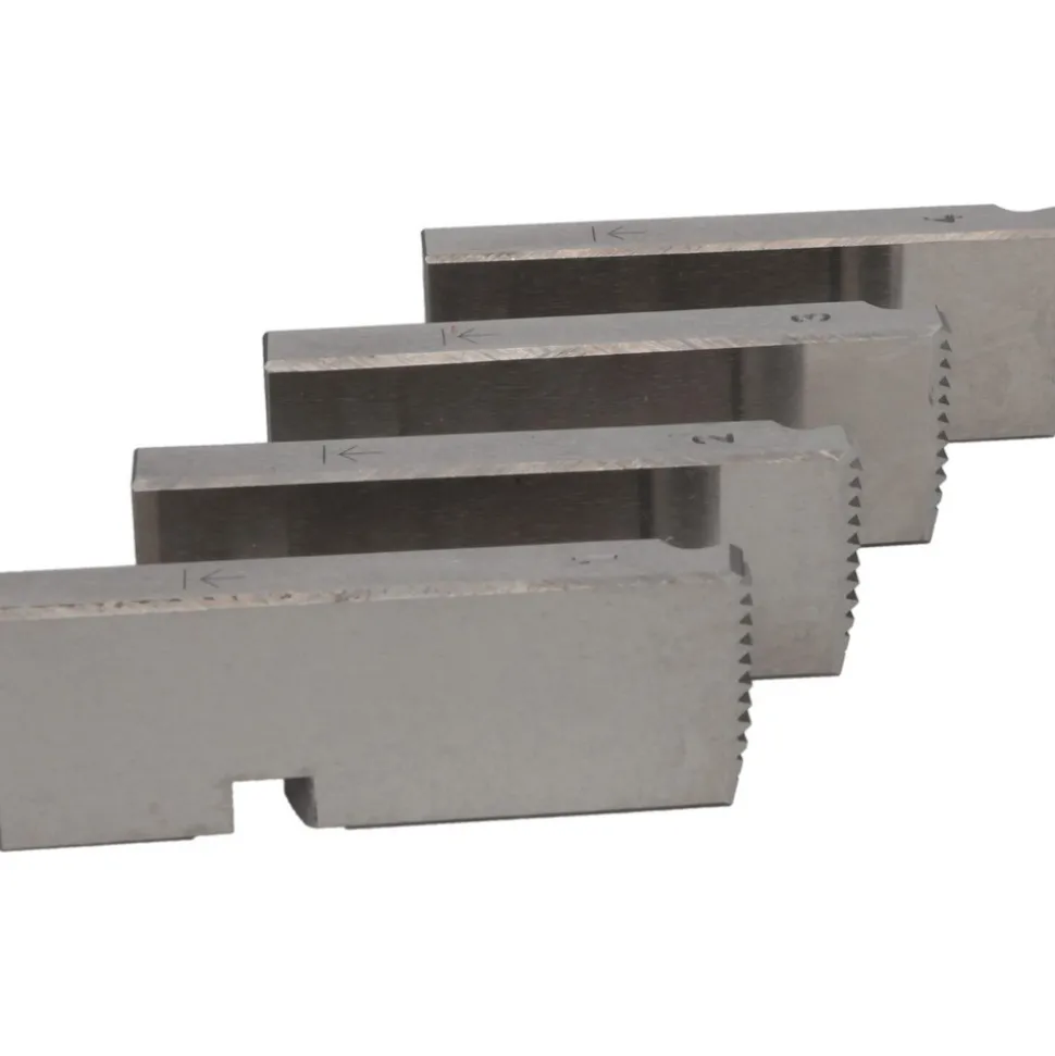 Pipe Threader Dies: Thread Size: 1 -2 in; Thread Direction: Right Hand; Thread Standard: NPT; Material: High-Speed Steel