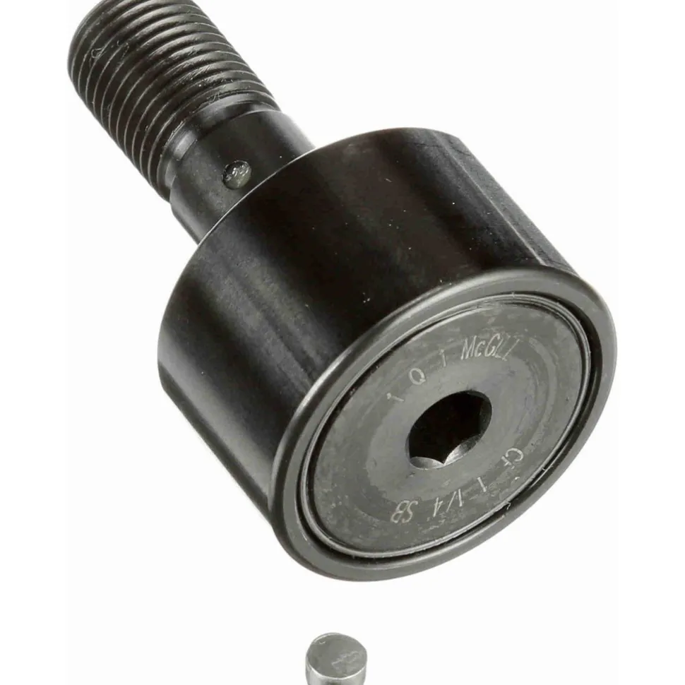 Plain Cam Follower: 1.25" Roller Dia, 0.75" Roller Width, 0.5" Stud Dia, 1-1/4" Stud Length