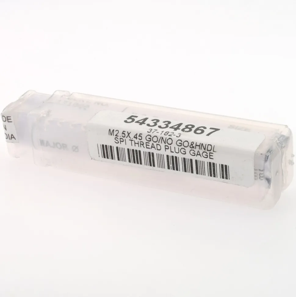 Plug Thread Gage: M2.5x0.45 Thread, 6H Class, Double End, Go & No Go