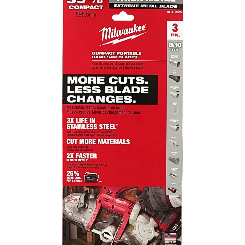 Portable Bandsaw Blade: 2' 11-3/8" Long, 0.02" Thick, 8 to 10 TPI