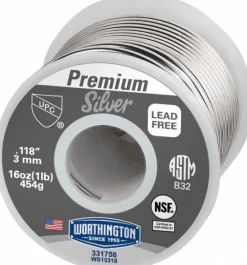 Premium Silver Lead-Free Solder: Silver, 0.118" Dia