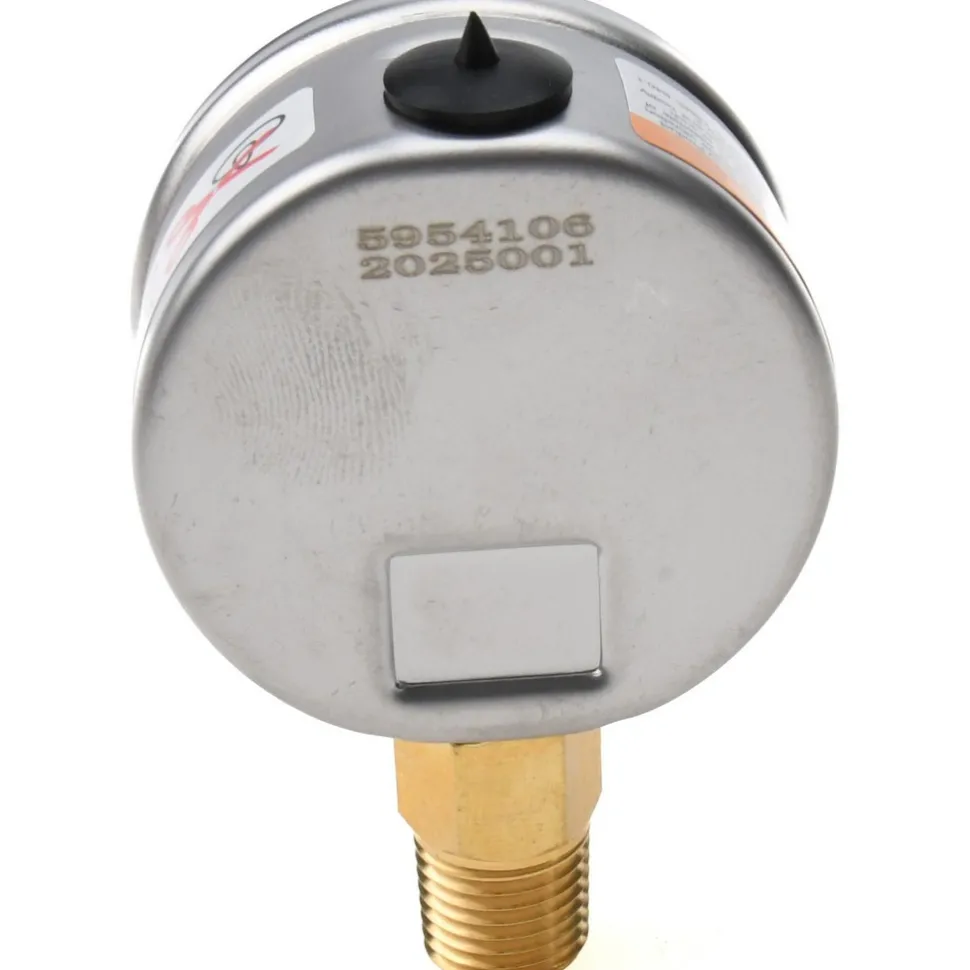 Pressure Gauge: 2" Dial, 15 psi, 1/4" Thread, NPT, Lower Mount
