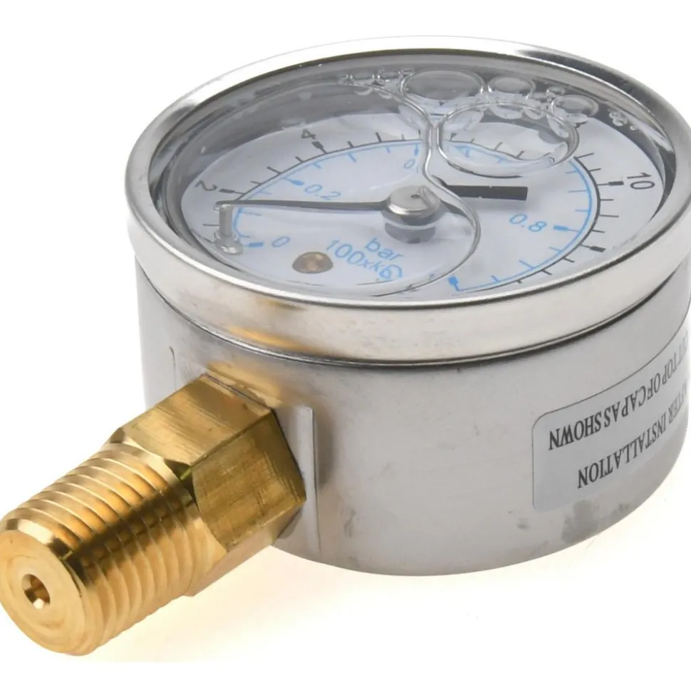 Pressure Gauge: 2" Dial, 15 psi, 1/4" Thread, NPT, Lower Mount