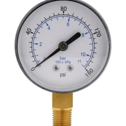 Pressure Gauge: 2-1/2" Dial, 160 psi, 1/4" Thread, NPT, Lower Mount