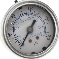 Pressure Gauge: 2" Dial, 200 psi, 1/4" Thread, NPT, Center Back Mount