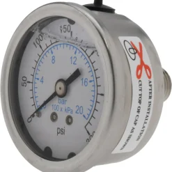 Pressure Gauge: 2" Dial, 300 psi, 1/4" Thread, NPT, Center Back Mount