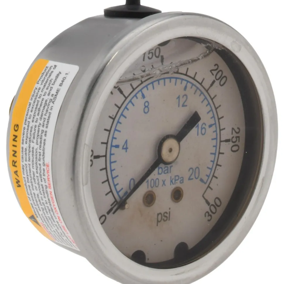 Pressure Gauge: 2" Dial, 300 psi, 1/4" Thread, NPT, Center Back Mount
