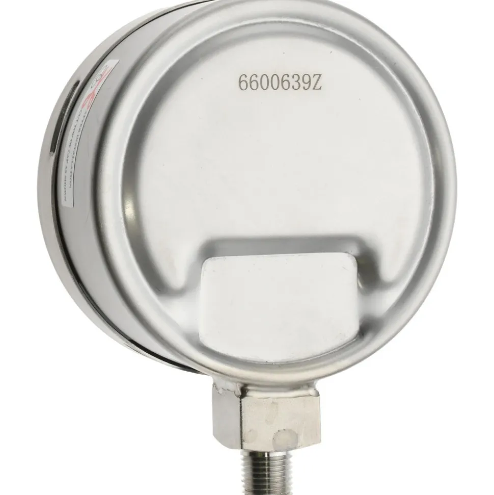 Pressure Gauge: 4" Dial, 60 psi, 1/4" Thread, NPT, Lower Mount