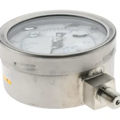 Pressure Gauge: 4" Dial, 60 psi, 1/4" Thread, NPT, Lower Mount