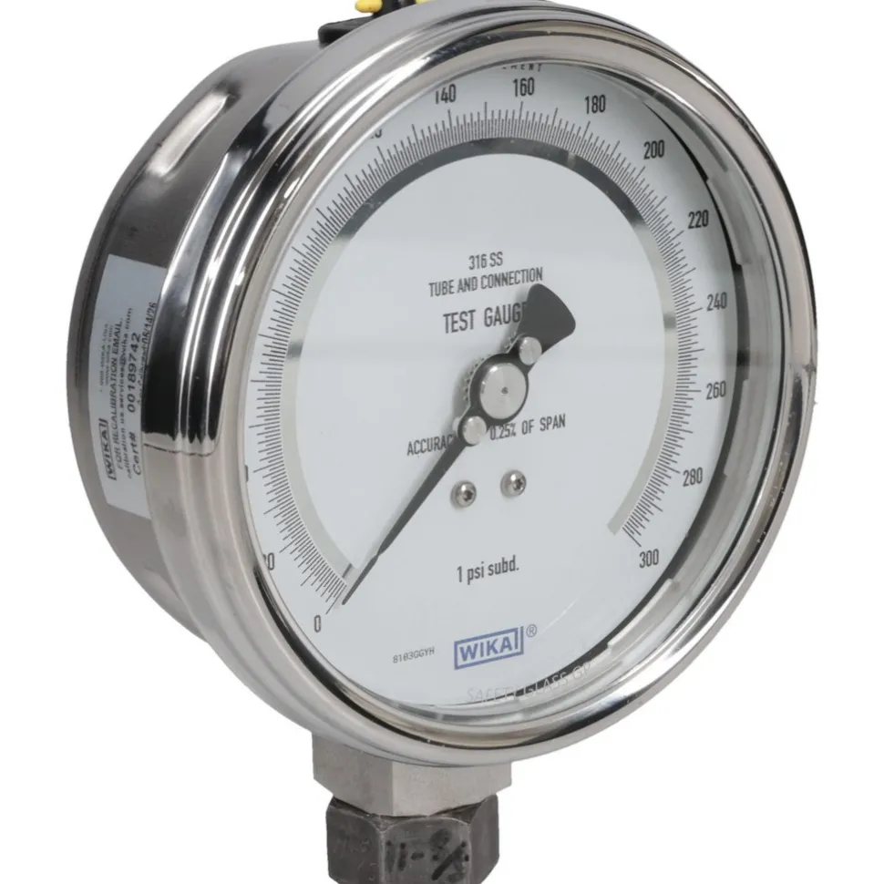 Pressure Gauge: 4" Dial, 1/4" Thread, Lower Mount