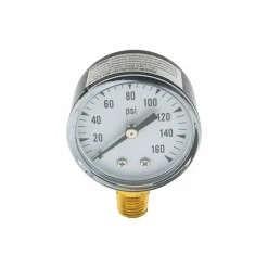 Pressure Gauge: 2" Dial, 1/4" Thread, NPT, Lower Mount