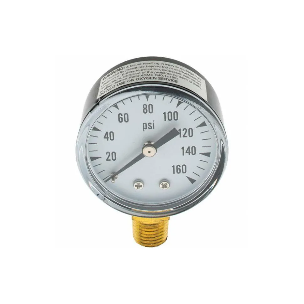 Pressure Gauge: 2" Dial, 1/4" Thread, NPT, Lower Mount
