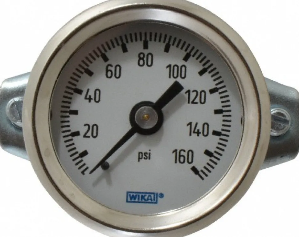 Pressure Gauge: 1-1/2" Dial, 1/8" Thread, U-Clamp Panel & Center Back Mount