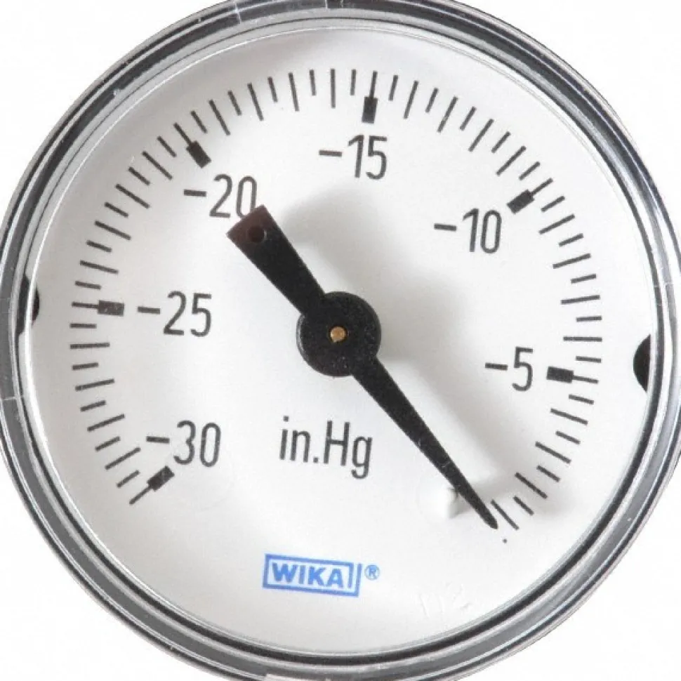 Pressure Gauge: 1-1/2" Dial, 0 to 30 psi, 1/8" Thread, NPT, Center Back Mount