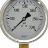 Pressure Gauge: 4" Dial, 0 to 3,000 psi, 1/4" Thread, NPT, Lower Mount