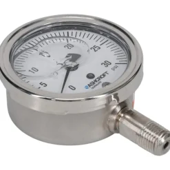 Pressure Gauge: 2-1/2" Dial, 0 to 30 psi, 1/4" Thread, NPT, Lower Mount