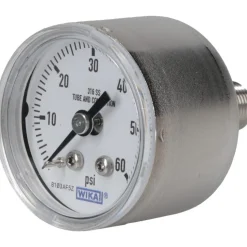 Pressure Gauge: 1-1/2" Dial, 0 to 60 psi, 1/8" Thread, NPT, Center Back Mount