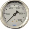 Pressure Gauge: 2-1/2" Dial, 0 to 10,000 psi, 1/4" Thread, NPT, Center Back Mount