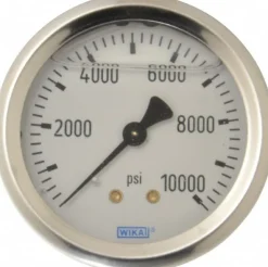 Pressure Gauge: 2-1/2" Dial, 0 to 10,000 psi, 1/4" Thread, NPT, Center Back Mount