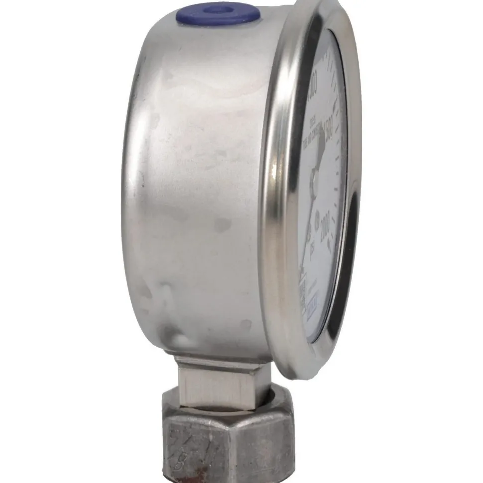Pressure Gauge: 2-1/2" Dial, 0 to 2,000 psi, 1/4" Thread, NPT, Lower Mount