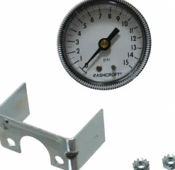 Pressure Gauge: 2" Dial, 0 to 15 psi, 1/4" Thread, NPT, Center Back Mount